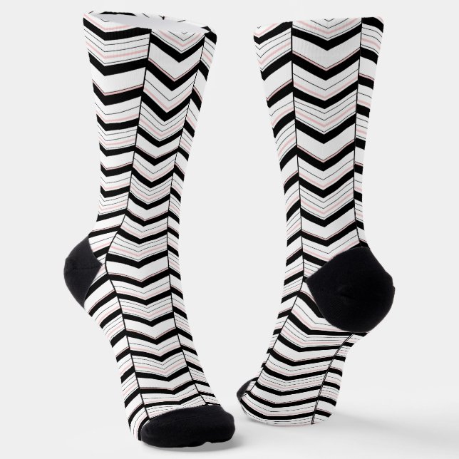 Schwarz-weiß und Zickzack Socken (Gewinkelt)