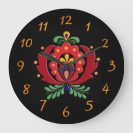 Schwarz-Weiß-Ungarische Folklorekunst Große Wanduhr