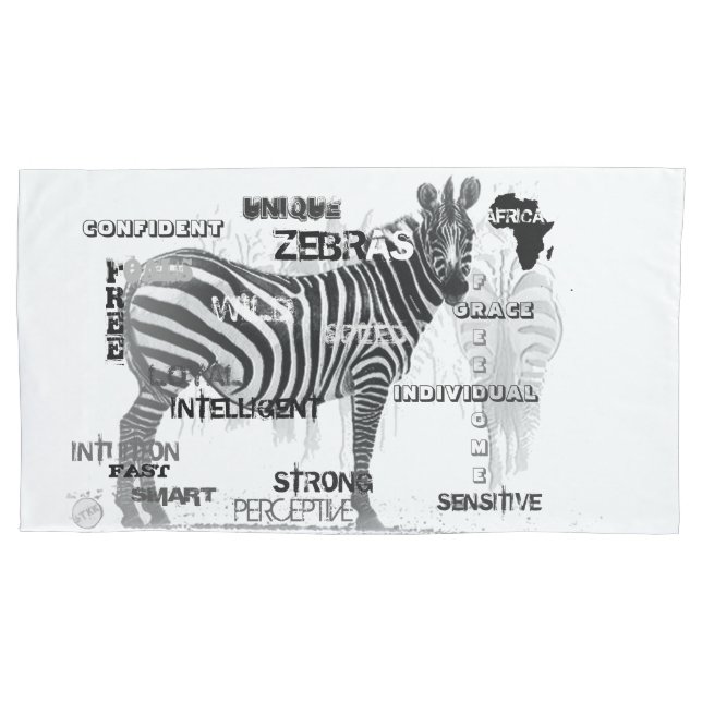 Schwarz-Weiß-Unique-Zebras-Typografie Kissenbezug (Vorderseite)