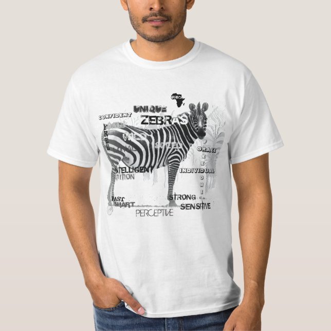 Schwarz-Weiß-Unique-Zebras-Typografie T-Shirt (Vorderseite)