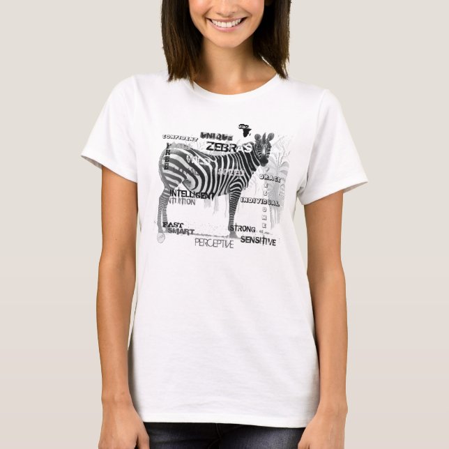 Schwarz-Weiß-Unique-Zebras-Typografie T-Shirt (Vorderseite)
