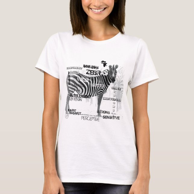 Schwarz-Weiß-Unique-Zebras-Typografie T-Shirt (Vorderseite)