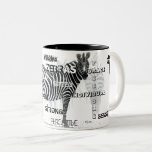 Schwarz-Weiß-Unique-Zebras-Typografie Zweifarbige Tasse