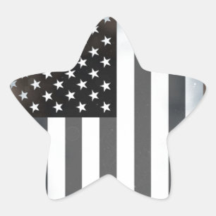 Schwarz-weiß US-amerikanische Flagge Stern-Aufkleber