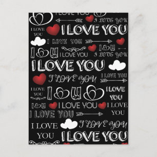 Schwarz-Weiß-Valentindesign Feiertagspostkarte