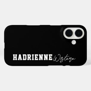 Schwarz Weiß Varsity College Monogramm Schrift Nam iPhone 16 Hülle