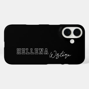 Schwarz Weiß Varsity College Monogramm Schrift Nam iPhone 16 Hülle
