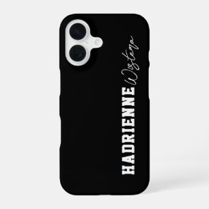 Schwarz Weiß Varsity College Monogramm Schrift Nam iPhone 16 Hülle