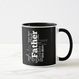 Schwarz-Weiß-Vaterwort-Collage Tasse