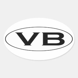Schwarz-Weiß-VB-Virginia-Strand-Oval-Logo Ovaler Aufkleber