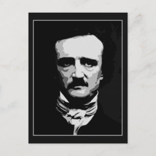 Schwarz-Weiß-Vektorgrafik, Edgar Allan Poe Postkarte