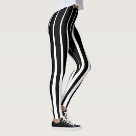 Schwarz-Weiß-Vertikalstreifen Leggings