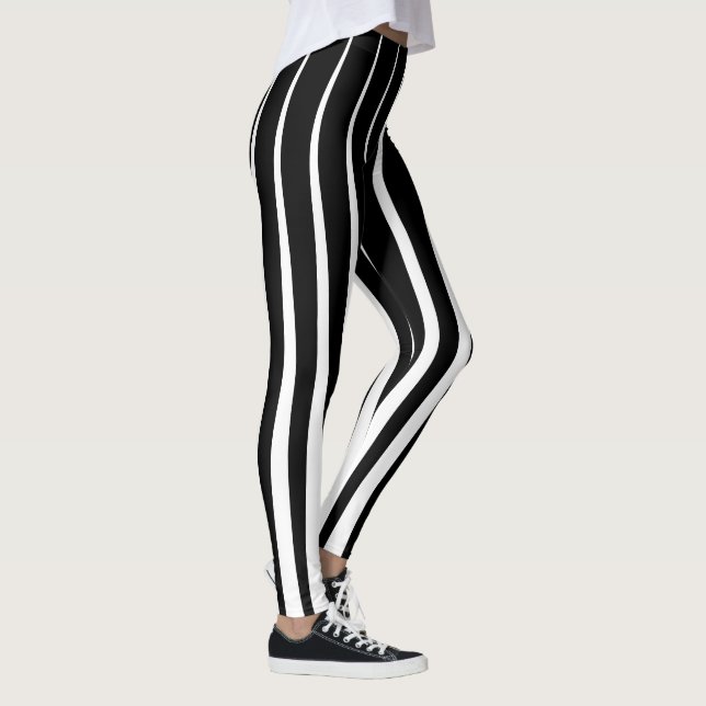 Schwarz-Weiß-Vertikalstreifen Leggings (Rechts)