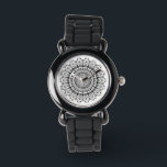 Schwarz-Weiß-verziertes Mandalbild Armbanduhr<br><div class="desc">Schwarzes verziertes Mandala-Muster über weißem Hintergrund. Wenn Sie eine andere Farbkombination benötigen, nehmen Sie bitte Touch mit mir.</div>