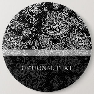 Schwarz-Weiß-Verziertes Vintages Muster Button