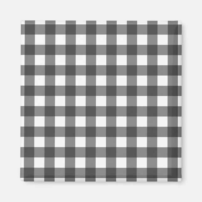 Schwarz-Weiß-Vichy-Druck Gingham-Muster Magnet (Vorne)