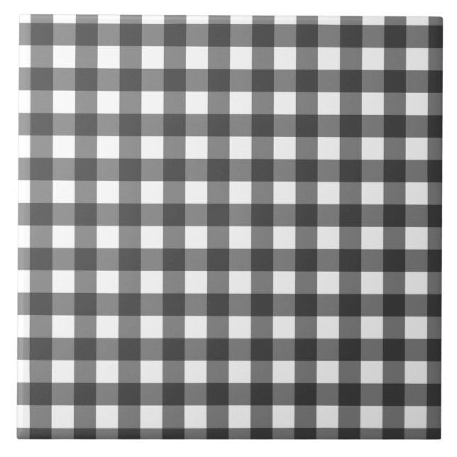 Schwarz-Weiß-Vichy-Print-Gingham-Muster Fliese (Vorderseite)