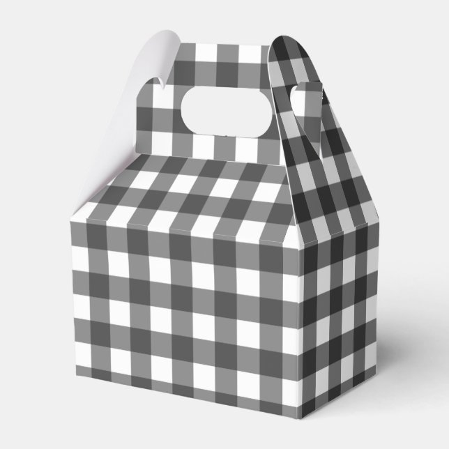 Schwarz-Weiß-Vichy-Print-Gingham-Muster Geschenkschachtel (Vorderseite)