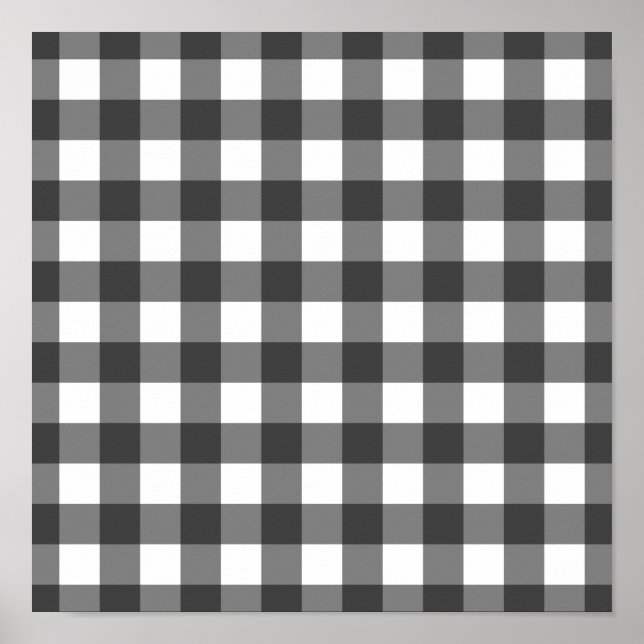 Schwarz-Weiß-Vichy-Print-Gingham-Muster Poster (Vorne)