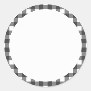 Schwarz-Weiß-Vichy-Print-Gingham-Muster Runder Aufkleber