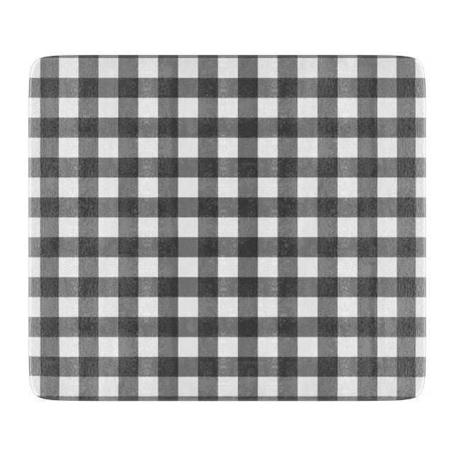 Schwarz-Weiß-Vichy-Print-Gingham-Muster Schneidebrett (Vorderseite)