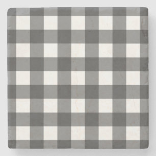 Schwarz-Weiß-Vichy-Print-Gingham-Muster Steinuntersetzer