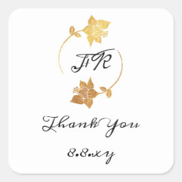 Schwarz-weiß Vielen Dank Initia Gold Blume Rett Da Quadratischer Aufkleber