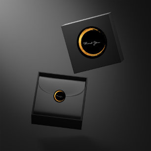 Schwarz-weiß Vielen Dank, Monogram Gold Minimalism Quadratischer Aufkleber