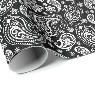Schwarz/Weiß Vintag Paisley Geschenkpapier