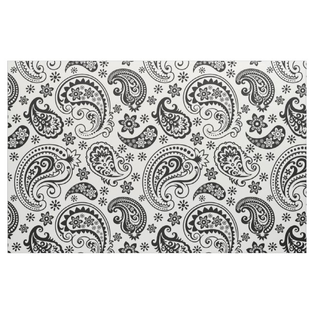 Schwarz-Weiß-Vintag Paisley-Muster Stoff (Fat Quarter (45,7 x 55,9 cm))