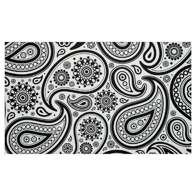 Schwarz-Weiß-Vintag Paisley-Muster Stoff (Fat Quarter (45,7 x 55,9 cm))