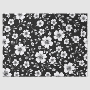 Schwarz-weiß vintage Blumen nahtloses Muster (1) Seidenpapier