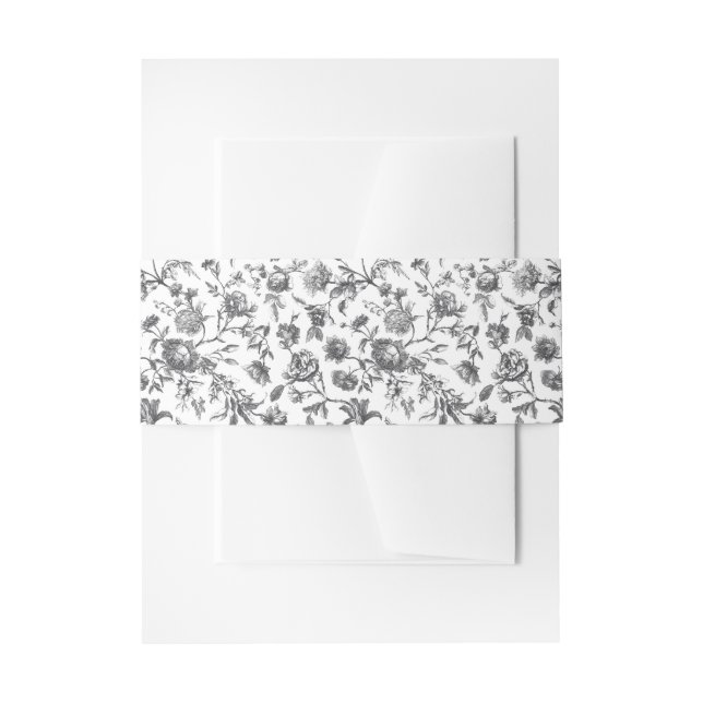 Schwarz-Weiß-Vintage Blütentoilette Einladungsbanderole (Vorderseite Beispiel)