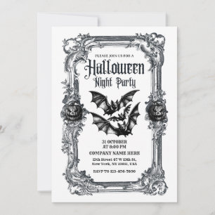 Schwarz-Weiß-Vintage-Büro-Halloween-Party Einladung