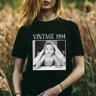 Schwarz-Weiß-Vintage-Foto & Jahr Geburtstag T-Shirt