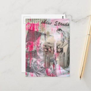 Schwarz-Weiß-Vintage-Holzarbeiten Postkarte