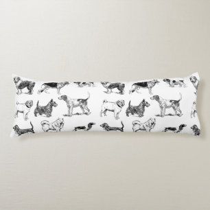 Schwarz & Weiß Vintage-Hunde-Muster Seitenschläferkissen