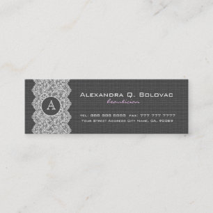 Schwarz-Weiß-Vintage Leinen & Spitzen Mini Visitenkarte