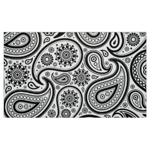 Schwarz-Weiß Vintage Paisley-Muster Stoff