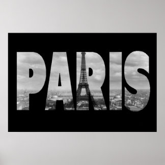 Schwarz-Weiß Vintage Paris und Eiffelturm Poster
