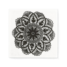 Schwarz-Weiß-Vintage Spitzen Doily Napkin