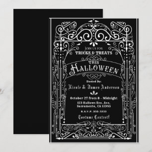 Schwarz-weiß vintage viktorianischer Deco Hallowee Einladung