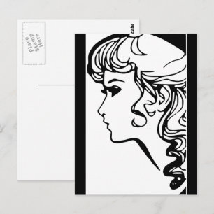 Schwarz/Weiß Vintager Stil Geburtstagskarte Girl P Postkarte