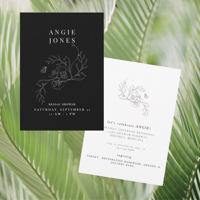 Schwarz-Weiß-Vintages Brautparty Einladung (Von Creator hochgeladen)