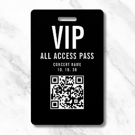 Schwarz Weiß VIP All Access Pass QR Code Konzert Ausweis