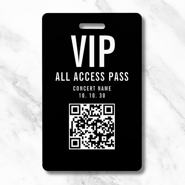 Schwarz Weiß VIP All Access Pass QR Code Konzert Ausweis (Von Creator hochgeladen)