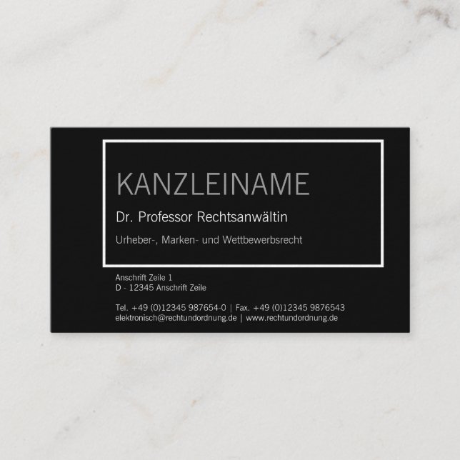 schwarz-weiß visitenkarte (Vorderseite)