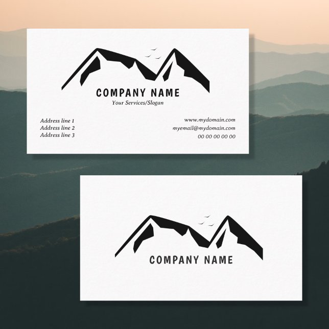 Schwarz-Weiß-Visitenkarte mit Bergen Visitenkarte (Black & White Business Card with Mountains)