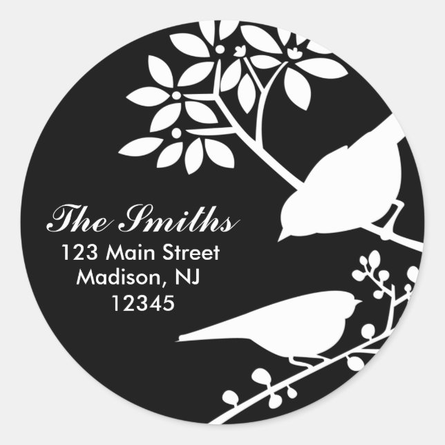Schwarz-Weiß-Vögel Runder Aufkleber (Vorderseite)