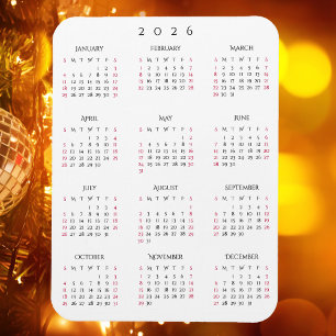 Schwarz Weiß Volljahreskalender 2026 Kühlschrank K Magnet
